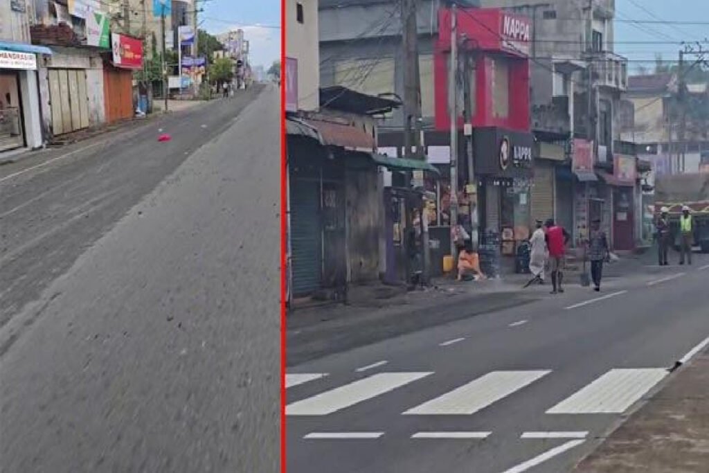 வீதியில் கல்தூள் கொட்டியதால் ஏற்பட்ட அசம்பாவிதம்!!