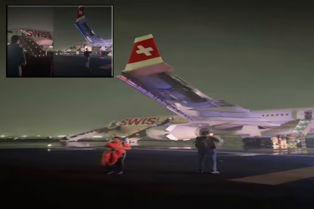 தீப்பற்றிய சுவிஸ் விமானம் – மூடப்பட்டது டெல்லி விமான நிலையம்!!